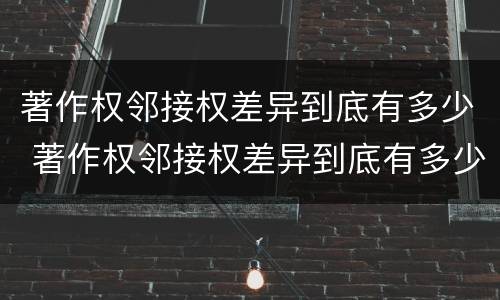 著作权邻接权差异到底有多少 著作权邻接权差异到底有多少个