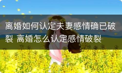 离婚如何认定夫妻感情确已破裂 离婚怎么认定感情破裂