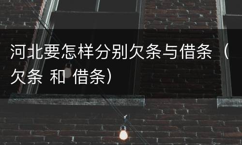河北要怎样分别欠条与借条（欠条 和 借条）