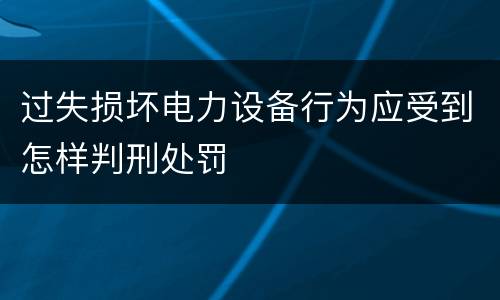过失损坏电力设备行为应受到怎样判刑处罚