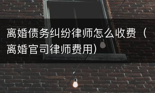 离婚债务纠纷律师怎么收费（离婚官司律师费用）
