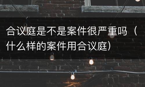 合议庭是不是案件很严重吗（什么样的案件用合议庭）