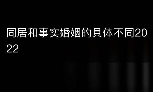 同居和事实婚姻的具体不同2022