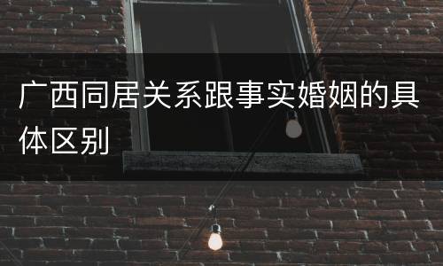 广西同居关系跟事实婚姻的具体区别