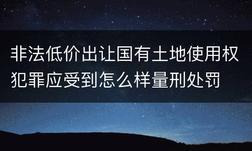 非法低价出让国有土地使用权犯罪应受到怎么样量刑处罚