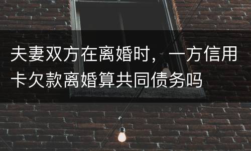 夫妻双方在离婚时，一方信用卡欠款离婚算共同债务吗