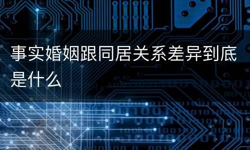事实婚姻跟同居关系差异到底是什么