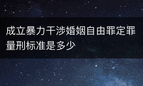 成立暴力干涉婚姻自由罪定罪量刑标准是多少