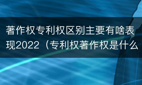 著作权专利权区别主要有啥表现2022（专利权著作权是什么意思）