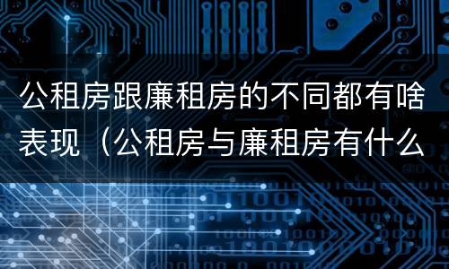 公租房跟廉租房的不同都有啥表现（公租房与廉租房有什么不同）