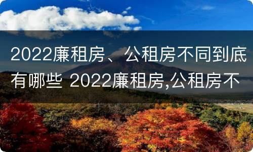 2022廉租房、公租房不同到底有哪些 2022廉租房,公租房不同到底有哪些区别