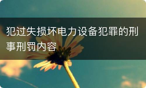 犯过失损坏电力设备犯罪的刑事刑罚内容