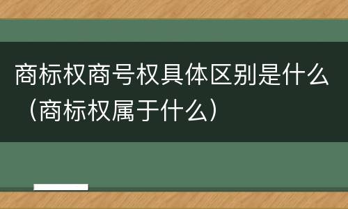 商标权商号权具体区别是什么（商标权属于什么）