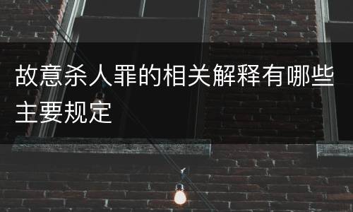 故意杀人罪的相关解释有哪些主要规定