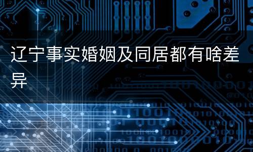 辽宁事实婚姻及同居都有啥差异