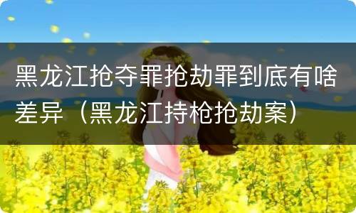 黑龙江抢夺罪抢劫罪到底有啥差异（黑龙江持枪抢劫案）