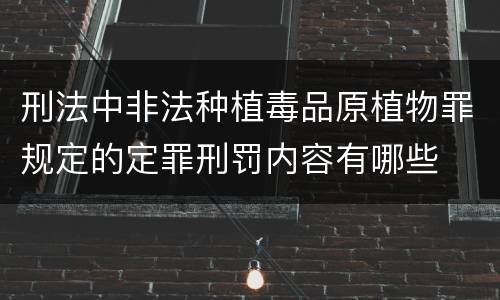 刑法中非法种植毒品原植物罪规定的定罪刑罚内容有哪些