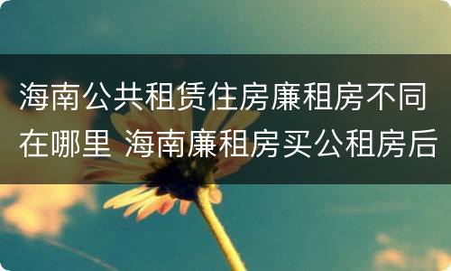 海南公共租赁住房廉租房不同在哪里 海南廉租房买公租房后悔了