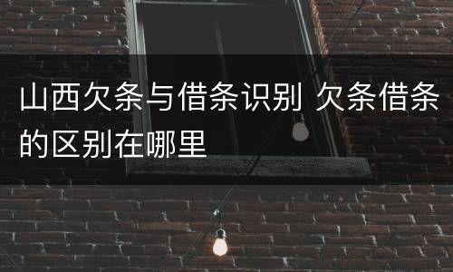 山西欠条与借条识别 欠条借条的区别在哪里