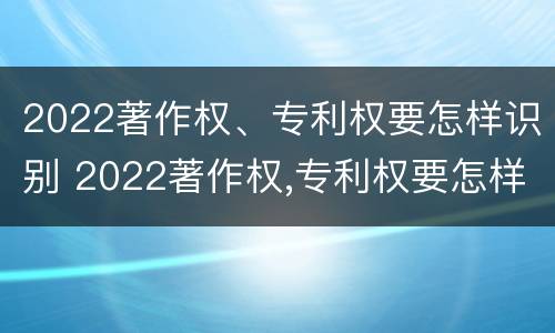 2022著作权、专利权要怎样识别 2022著作权,专利权要怎样识别呢