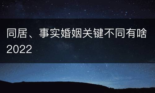 同居、事实婚姻关键不同有啥2022