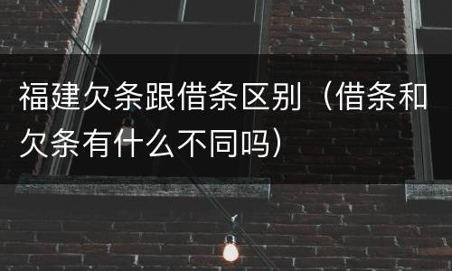 福建欠条跟借条区别（借条和欠条有什么不同吗）