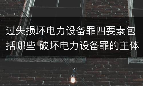 过失损坏电力设备罪四要素包括哪些 破坏电力设备罪的主体