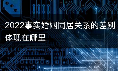 2022事实婚姻同居关系的差别体现在哪里