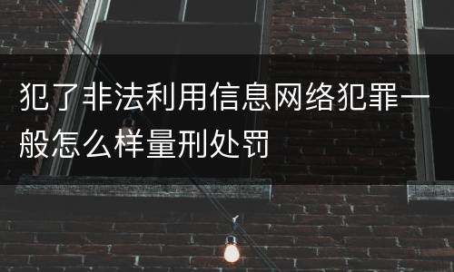 犯了非法利用信息网络犯罪一般怎么样量刑处罚
