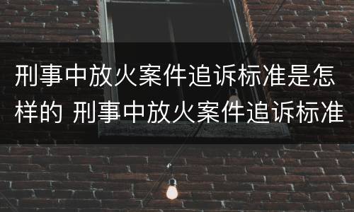 刑事中放火案件追诉标准是怎样的 刑事中放火案件追诉标准是怎样的规定