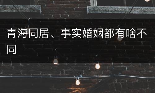 青海同居、事实婚姻都有啥不同