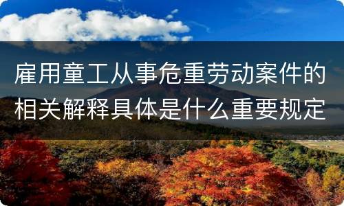 雇用童工从事危重劳动案件的相关解释具体是什么重要规定
