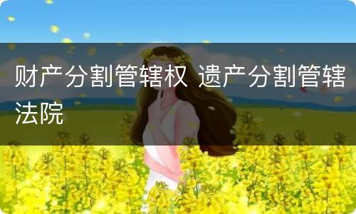 财产分割管辖权 遗产分割管辖法院