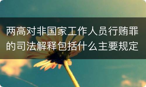 两高对非国家工作人员行贿罪的司法解释包括什么主要规定