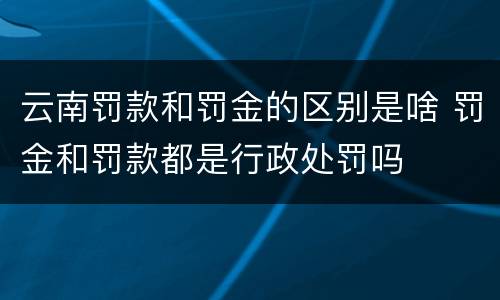 云南罚款和罚金的区别是啥 罚金和罚款都是行政处罚吗