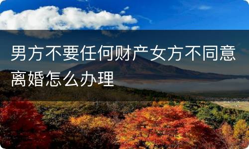 男方不要任何财产女方不同意离婚怎么办理