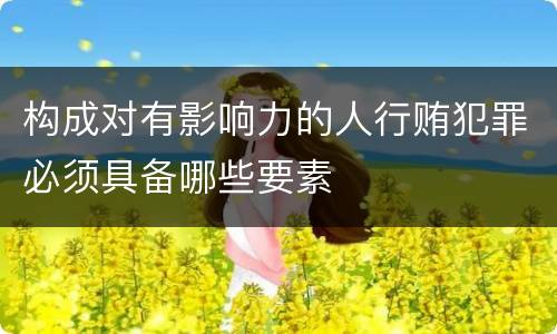 构成对有影响力的人行贿犯罪必须具备哪些要素