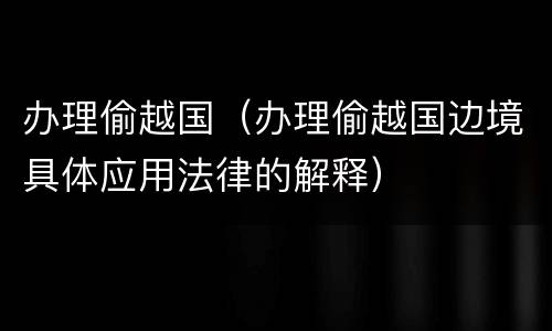 办理偷越国（办理偷越国边境具体应用法律的解释）