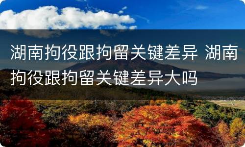 湖南拘役跟拘留关键差异 湖南拘役跟拘留关键差异大吗