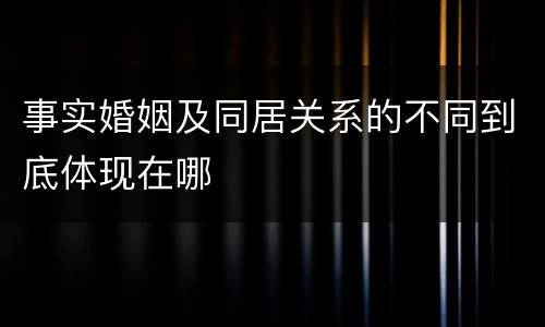 事实婚姻及同居关系的不同到底体现在哪