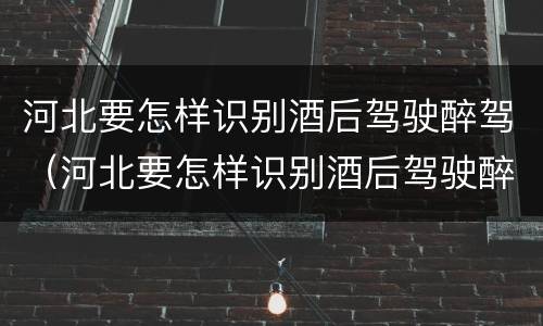 河北要怎样识别酒后驾驶醉驾（河北要怎样识别酒后驾驶醉驾的人）