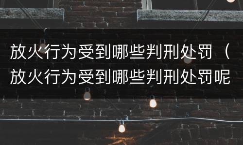 放火行为受到哪些判刑处罚（放火行为受到哪些判刑处罚呢）