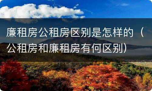 廉租房公租房区别是怎样的（公租房和廉租房有何区别）