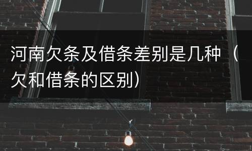 河南欠条及借条差别是几种（欠和借条的区别）
