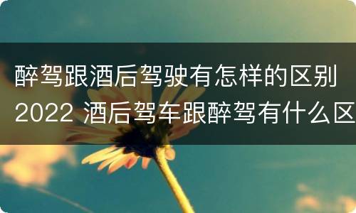 醉驾跟酒后驾驶有怎样的区别2022 酒后驾车跟醉驾有什么区别