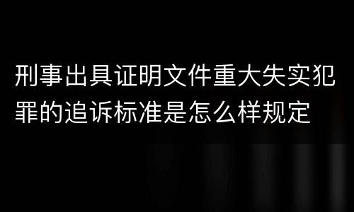 刑事出具证明文件重大失实犯罪的追诉标准是怎么样规定