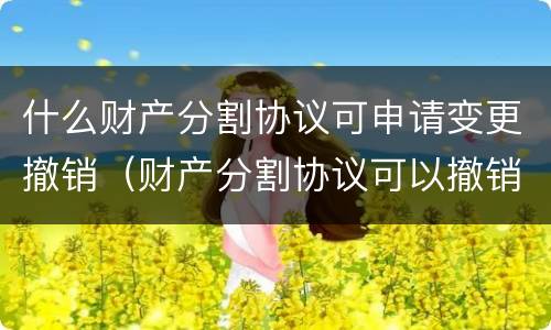 什么财产分割协议可申请变更撤销（财产分割协议可以撤销吗）