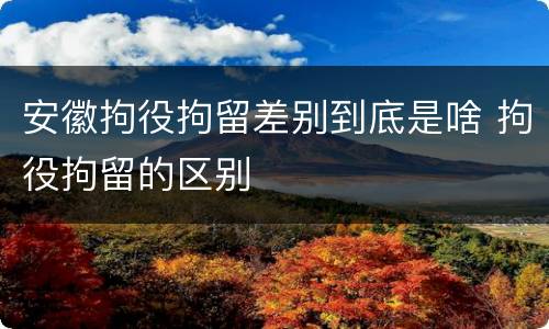 安徽拘役拘留差别到底是啥 拘役拘留的区别