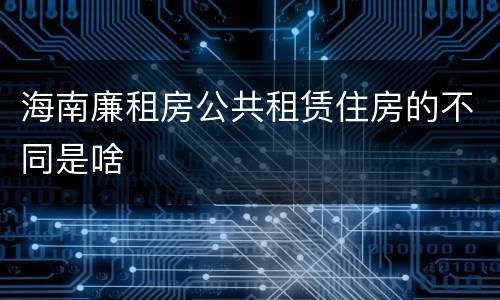 海南廉租房公共租赁住房的不同是啥