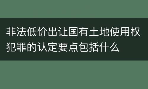 非法低价出让国有土地使用权犯罪的认定要点包括什么